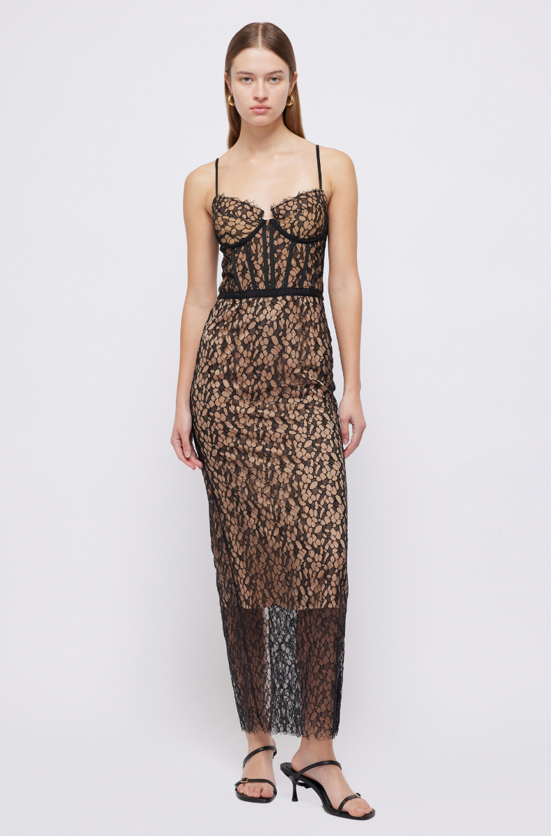 SIMKHAI Ruth Lace Bustier Midi Dress