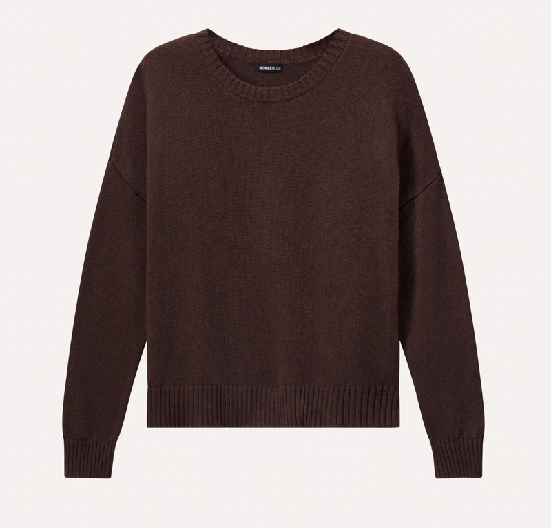 MinnieRose Cotton Cashmere Boxy Crew Neck Sweater