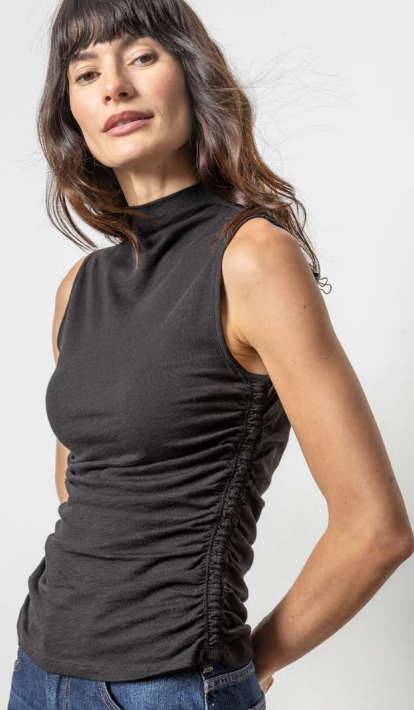 Lilla P Shirred Mock Neck Tank