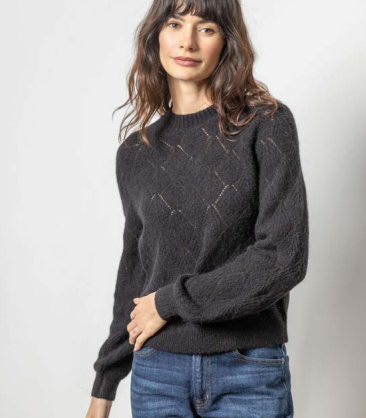 Lilla  P Easy Pointelle Crewneck Sweater