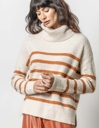 Lilla P Striped Turtleneck Sweater