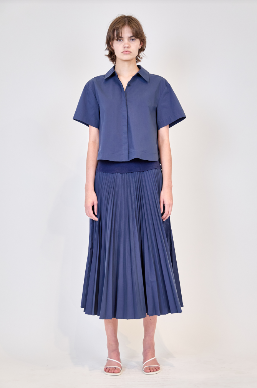 SIMKHAI Bernie S/S Pleated Shirt