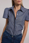 Generation Love Murphy Pearl Embellished Pinstripe Shirt