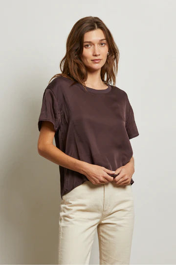 PerfectWhiteTee Delphine Satin Crew Neck Tee