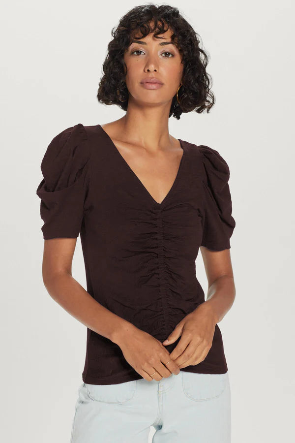 Goldie Vneck Ruched Front Tee