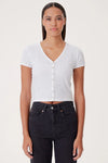 Goldie Pointelle S/S Vneck Cardigan
