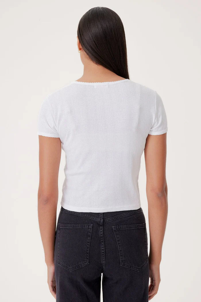 Goldie Pointelle S/S Vneck Cardigan