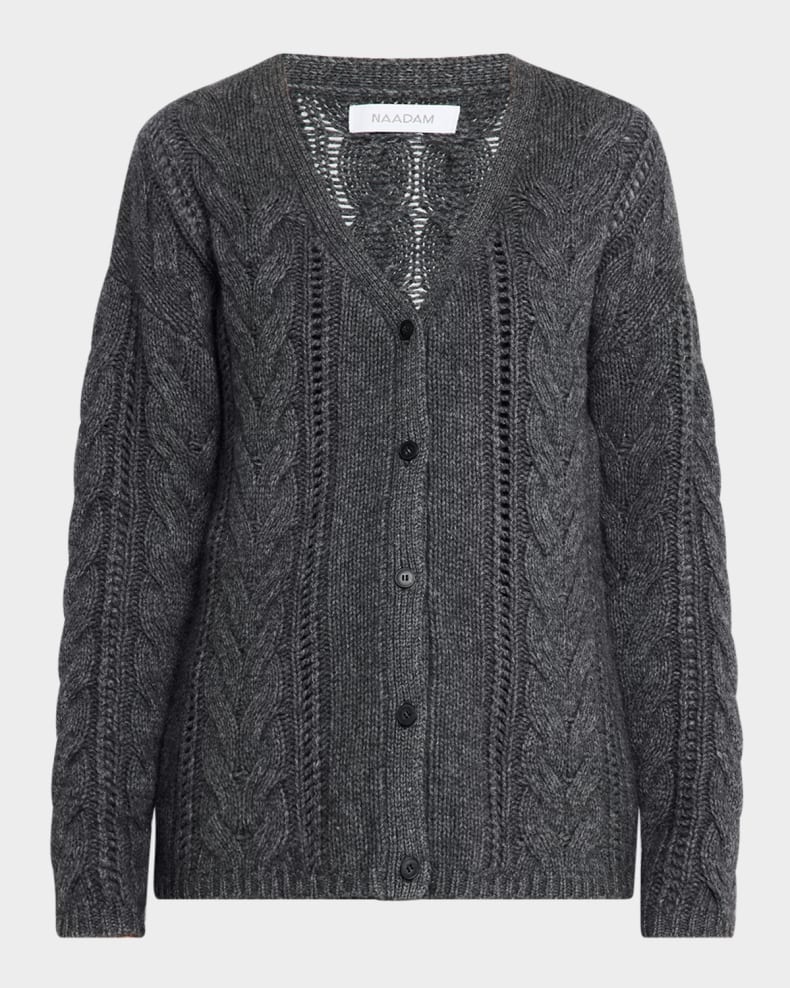 Naadam Wool Cashmere Statement Cable Cardigan