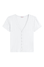 Goldie Pointelle S/S Vneck Cardigan