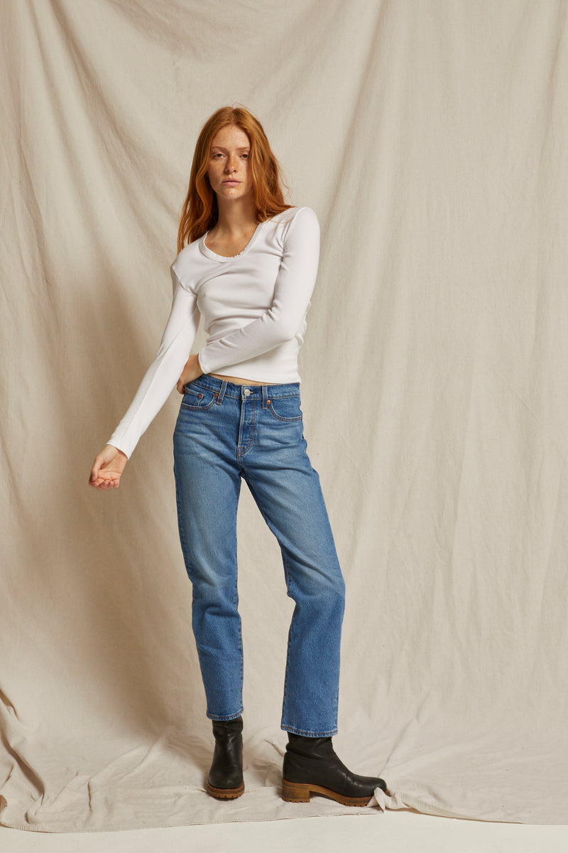 PerfectWhiteTee Robyn - Luxe Rib Long Sleeve UNeck