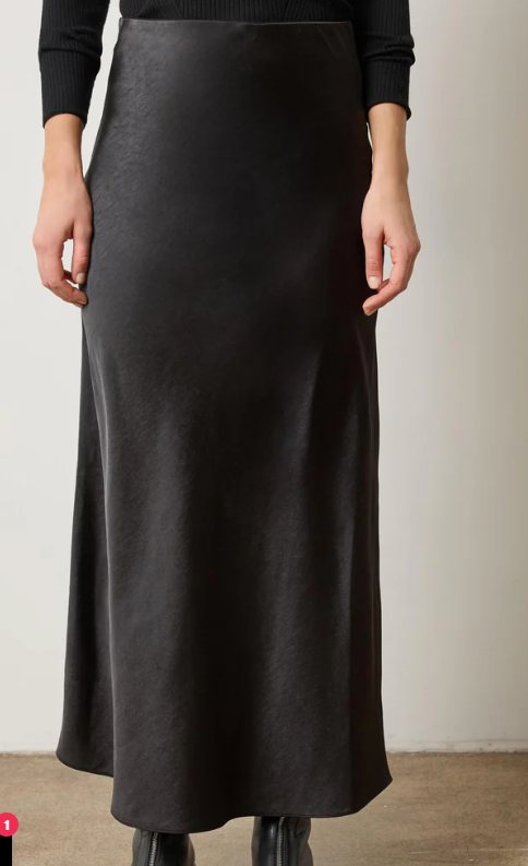 LILLA P Satin Bias Maxi Skirt