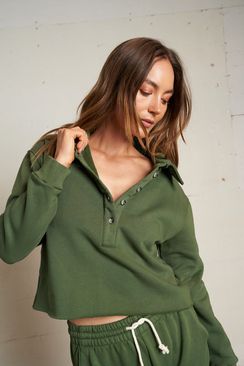 PerfectWhiteTee Vinny Heavier Fleece 3/4 Sleeve